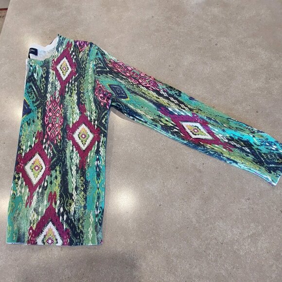 JONES NEW YORK Signature Multi-Colors Graphic Print L/S Button-Down Cardigan PM - Picture 9 of 14